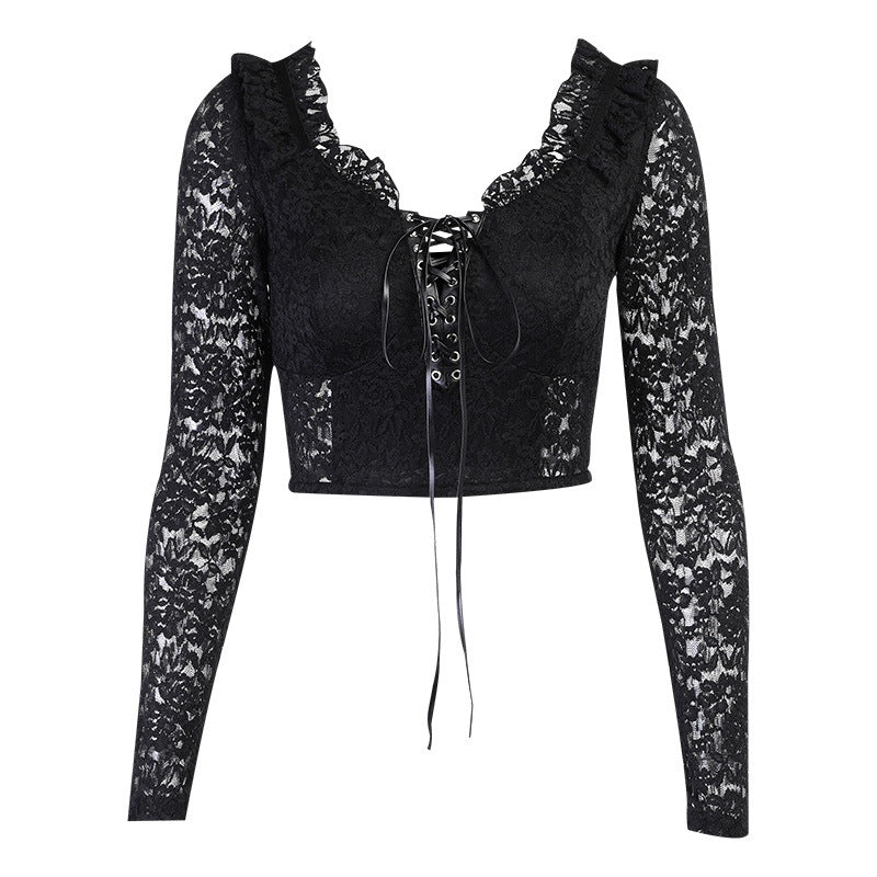 GOTHIC LONG SLEEVE CROP TOP