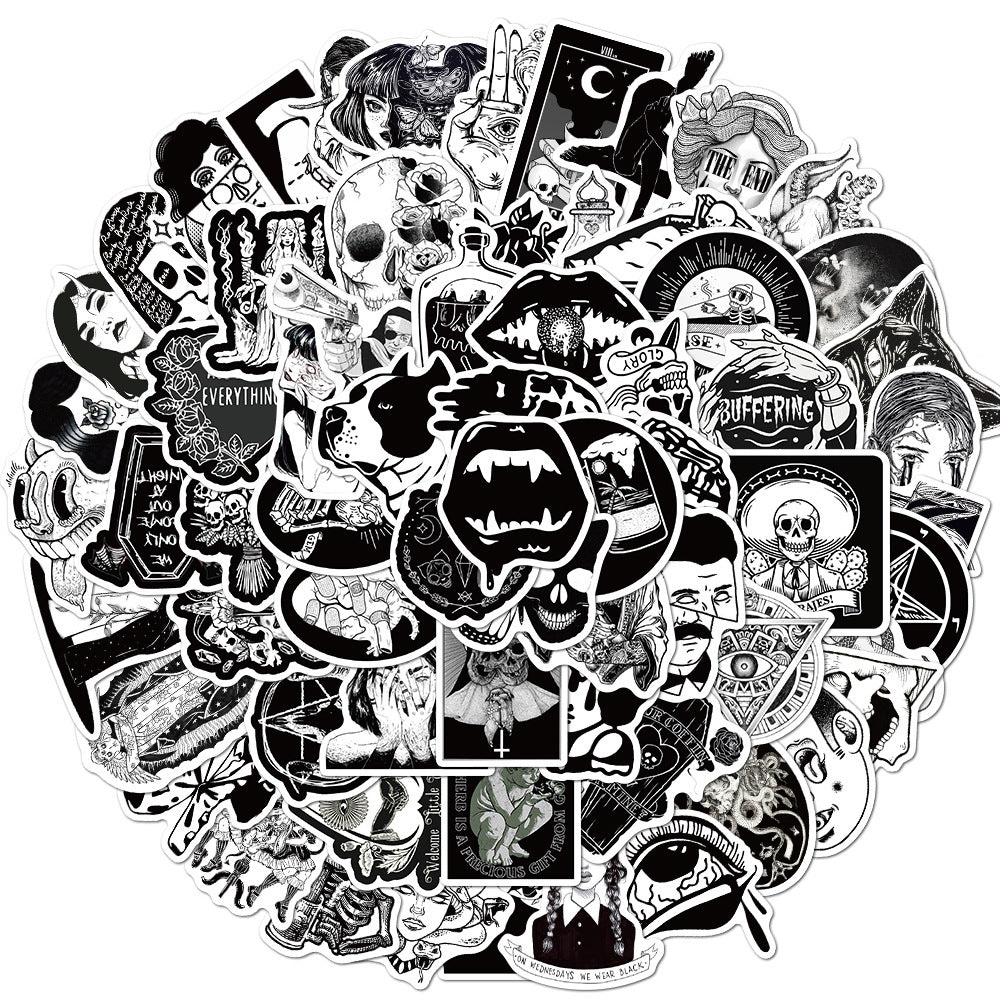 100 BLACK AND WHITE STICKERS